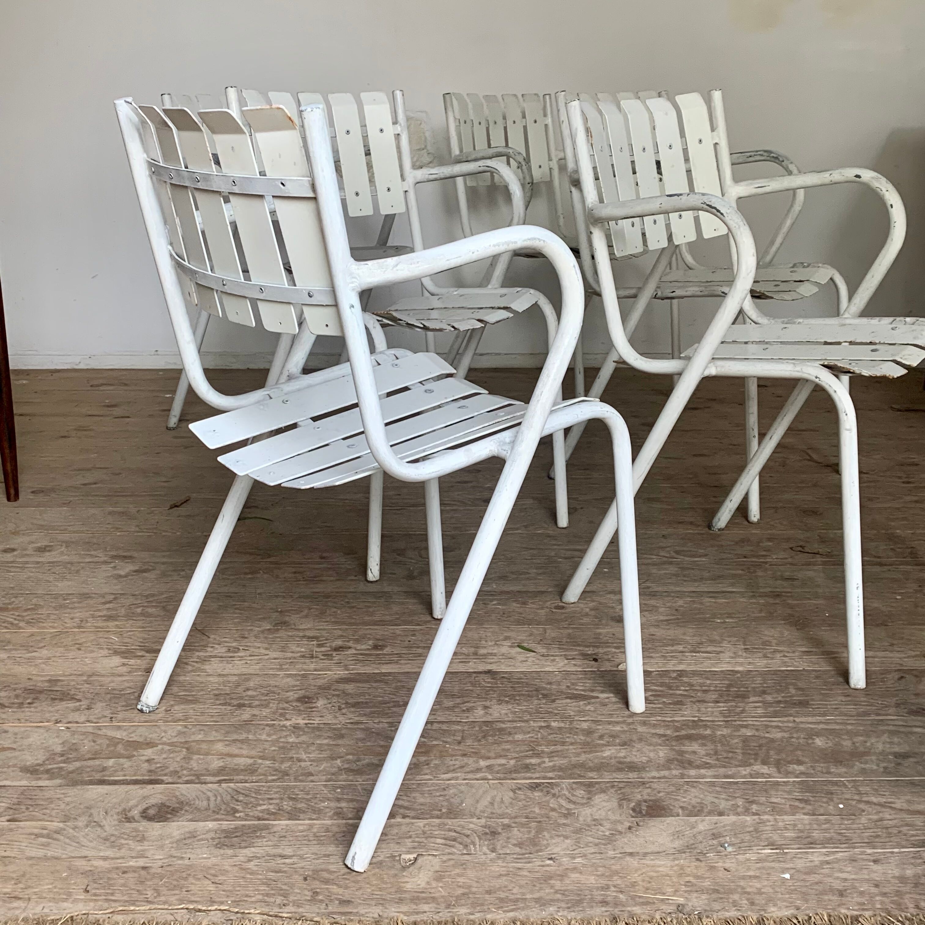 Vintage bistro chairs terrace in galvanized steel - set of 6