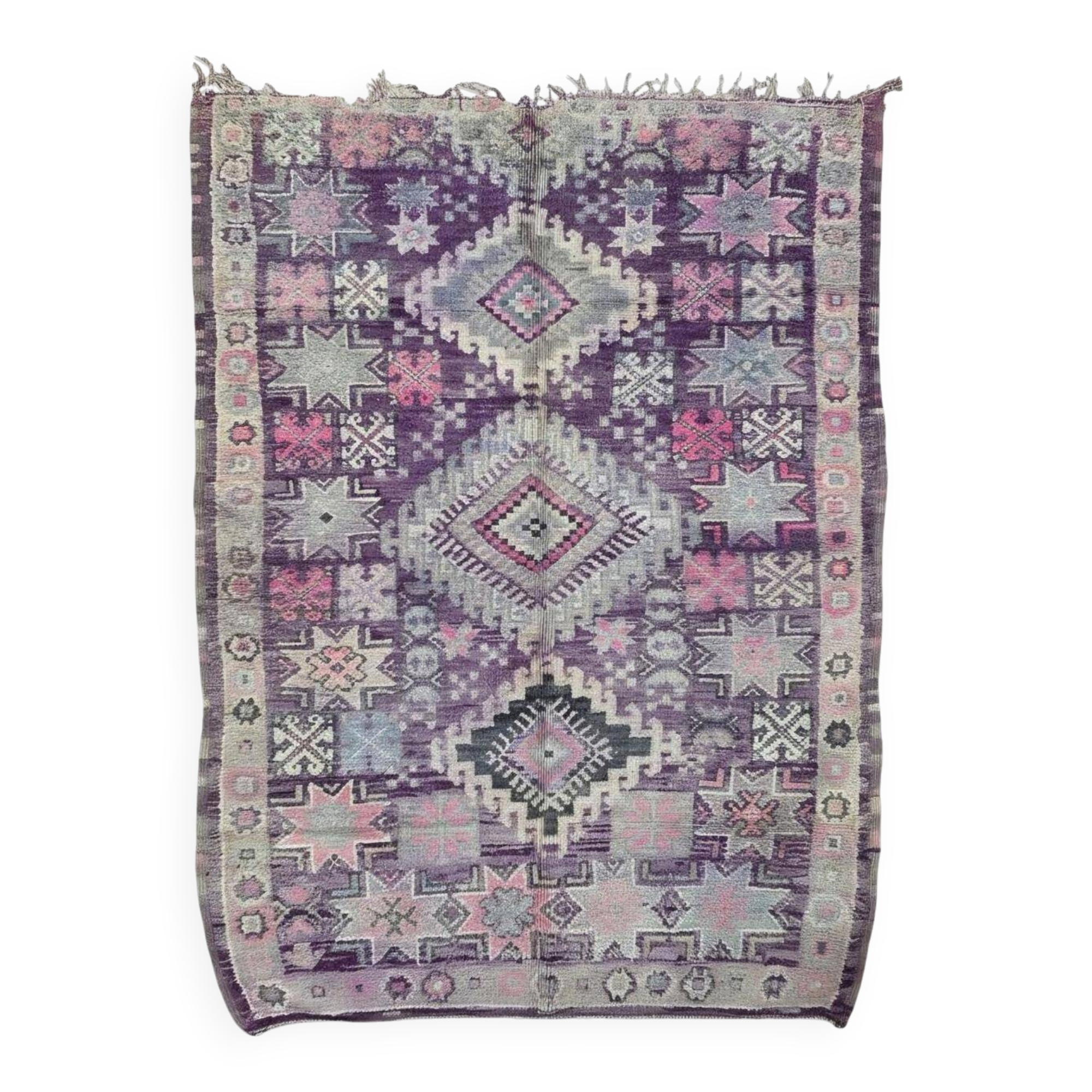Vintage Lavender Carpet from Morocco - 257 x 180 cm