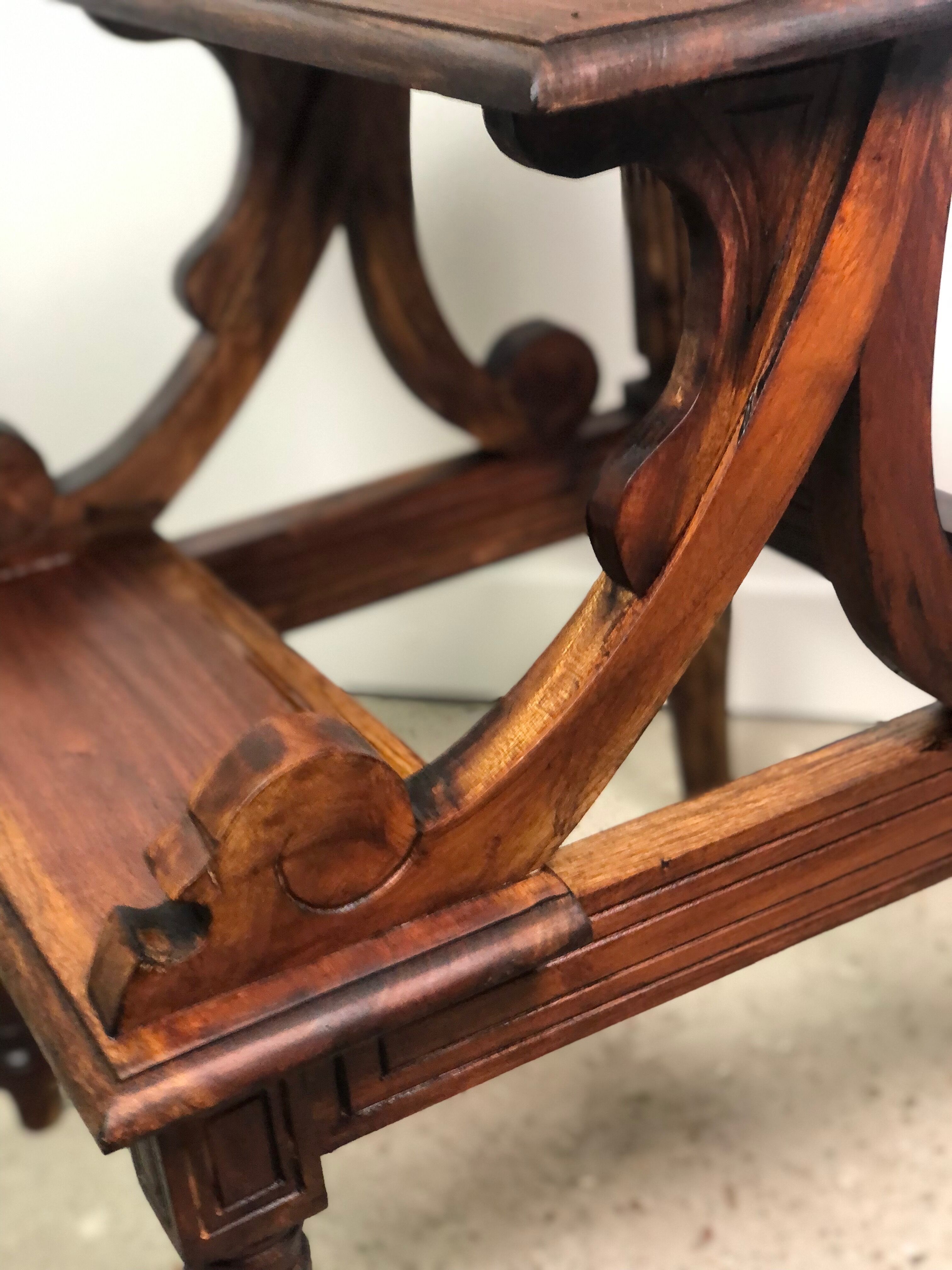Stepladder 3 steps in Mahogany english style walnut tint