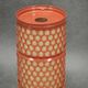 Pair of Red Perforated Metal Space Age Table Lamps, Czechoslovakia, 1970s