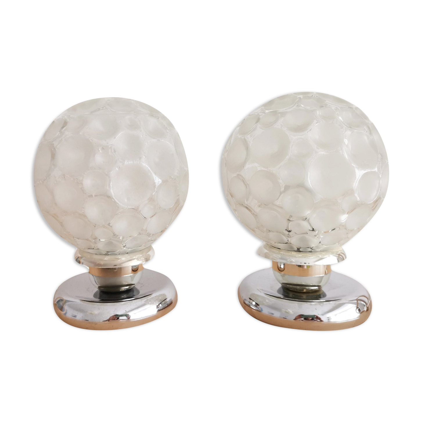 Pair of German 50s Modernisr glass table lamps by Groewe
