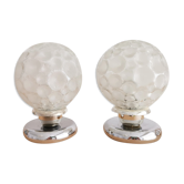Pair of German 50s Modernisr glass table lamps by Groewe