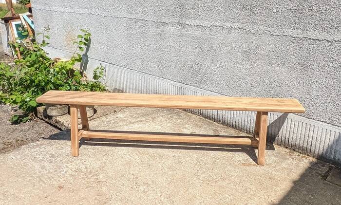 Solid oak farm bench