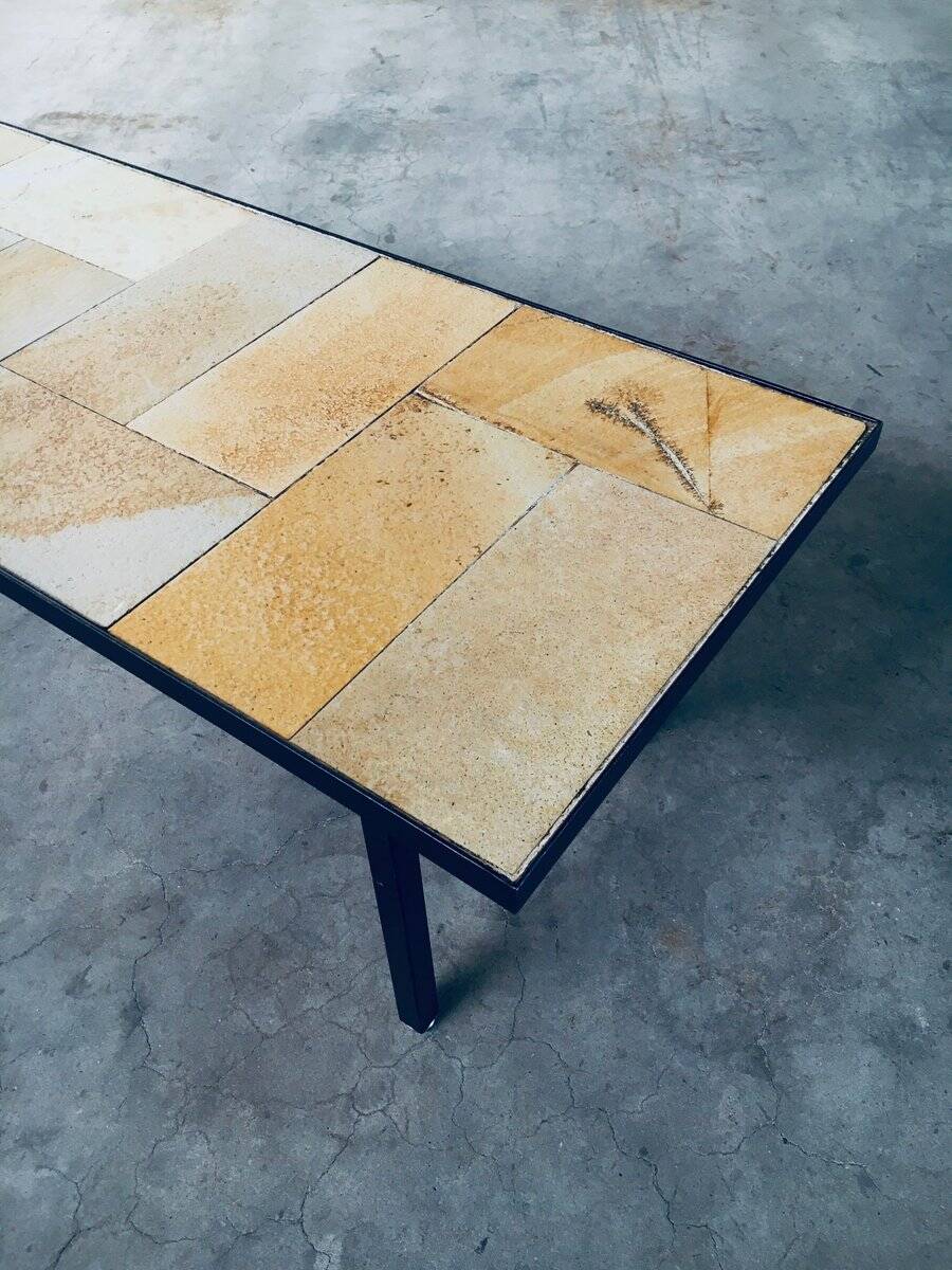 Mid-Century Minimalist Ceramic Tile Coffee Table, France, 1960s