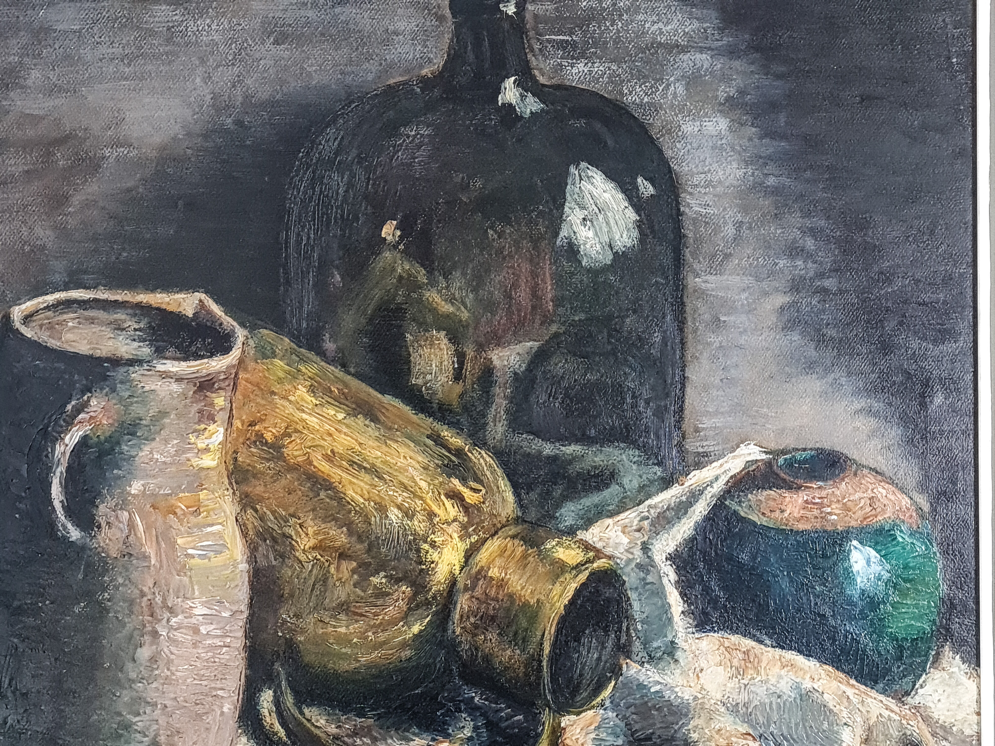 Still life signed Tarayre dated 1953, beautiful carved wood frame 78x90 cm SB