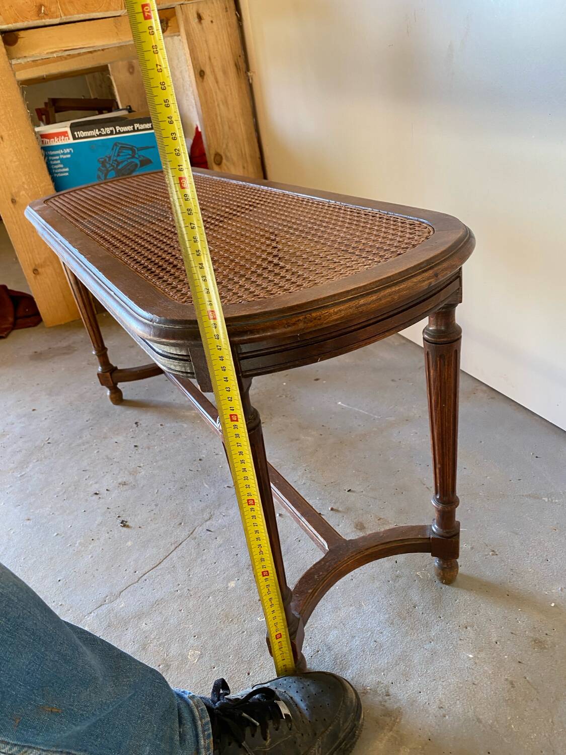 Louis XVI style 2-seater caned piano bench