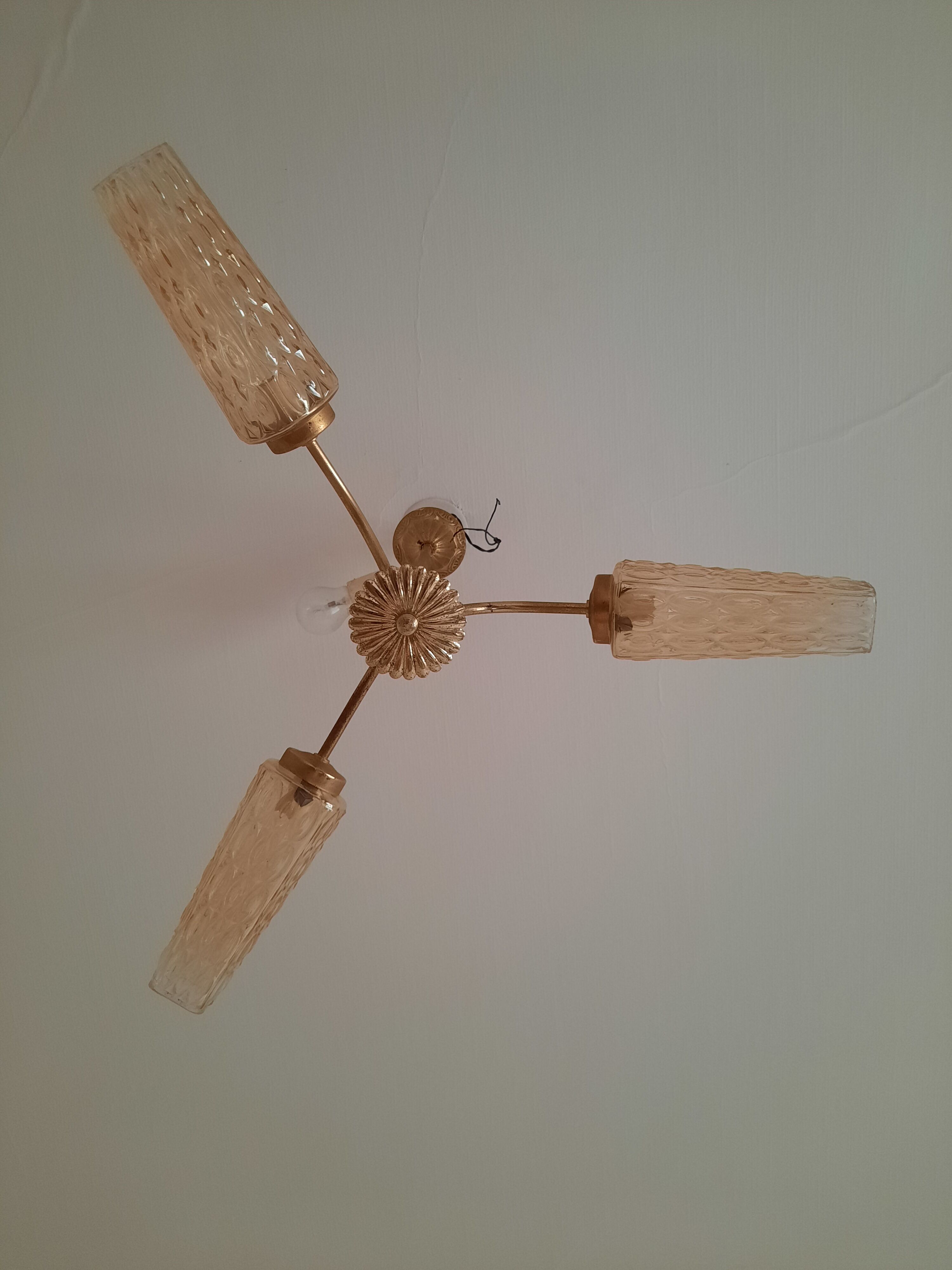 Lustre vintage à 3 feux années 60-70