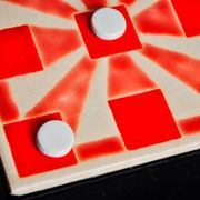 Tic-tac-toe game, enameled ceramic, Italy, 1980