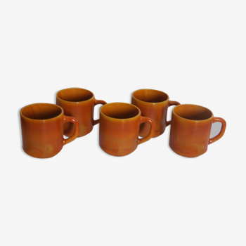 Set of 5 mugs opaline caramel