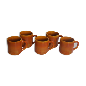 Set of 5 mugs opaline caramel