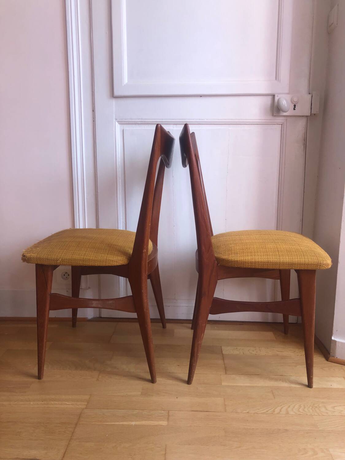 4 Scandinavian teak and fabric chairs, 1960