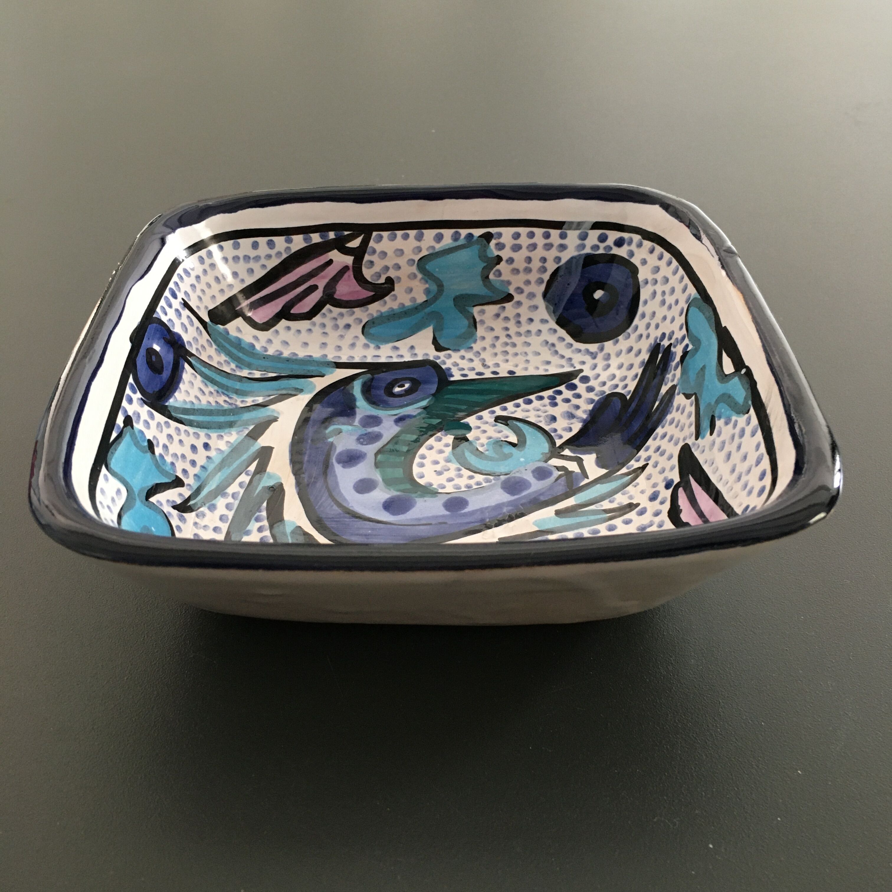 Empty pocket blue fish decoration