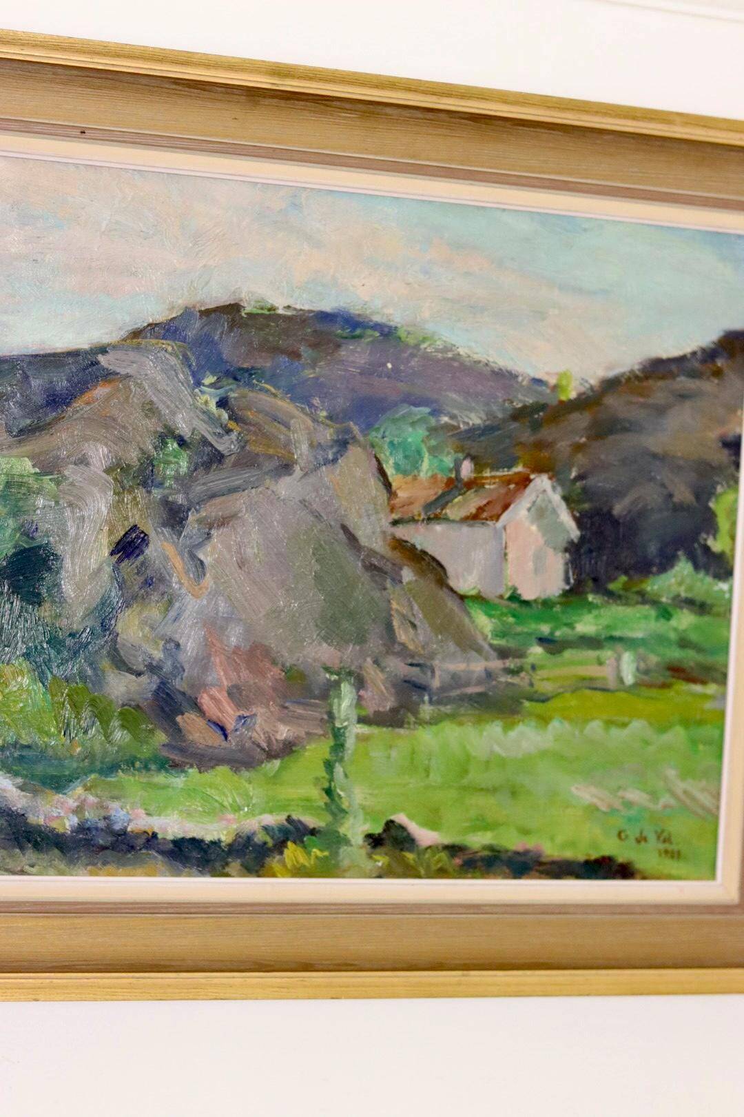 Original Early Century Swedish Oil On Canvas Painting" Abstract Landscape " by Gertrud de Val