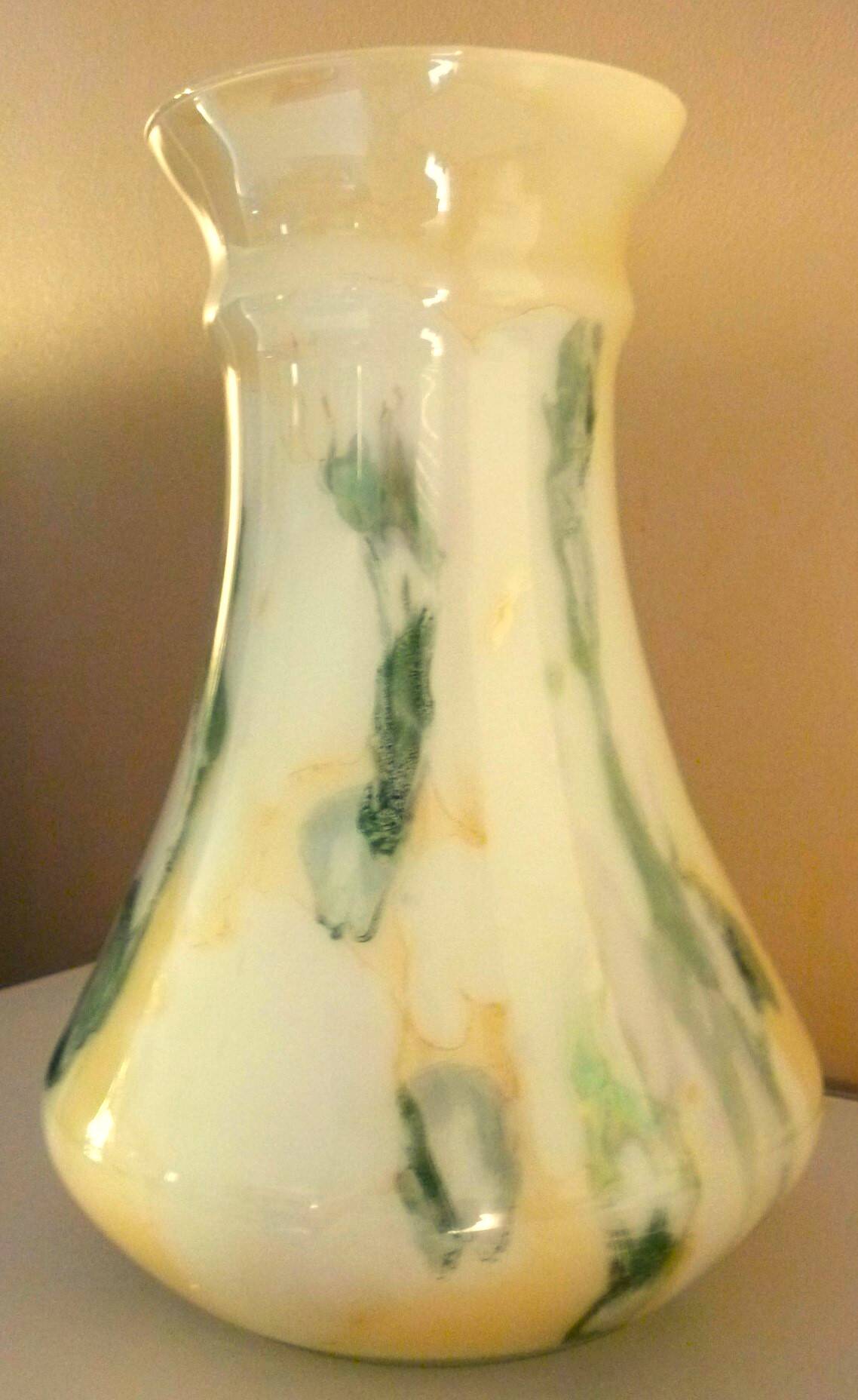 Large vase, blown glass with colored inclusions, Murano design from the 80s