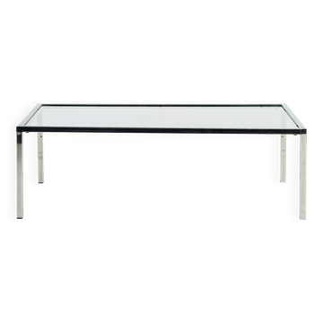 Table basse en chrome et verre