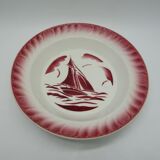 Ancien plat creux badonviller decor bateau voilier