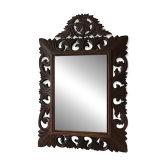 Antique Henri II style mirror, in openwork carved wood