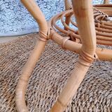 Table basse ronde en rotin vintage