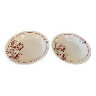 Pair of old Sarreguemines earthenware salad bowls