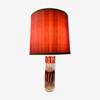 1950s Val St Lambert Ruby Red Crystal Table Lamp
