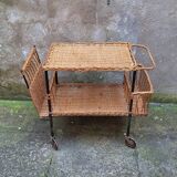 Metal and wicker serving trolley