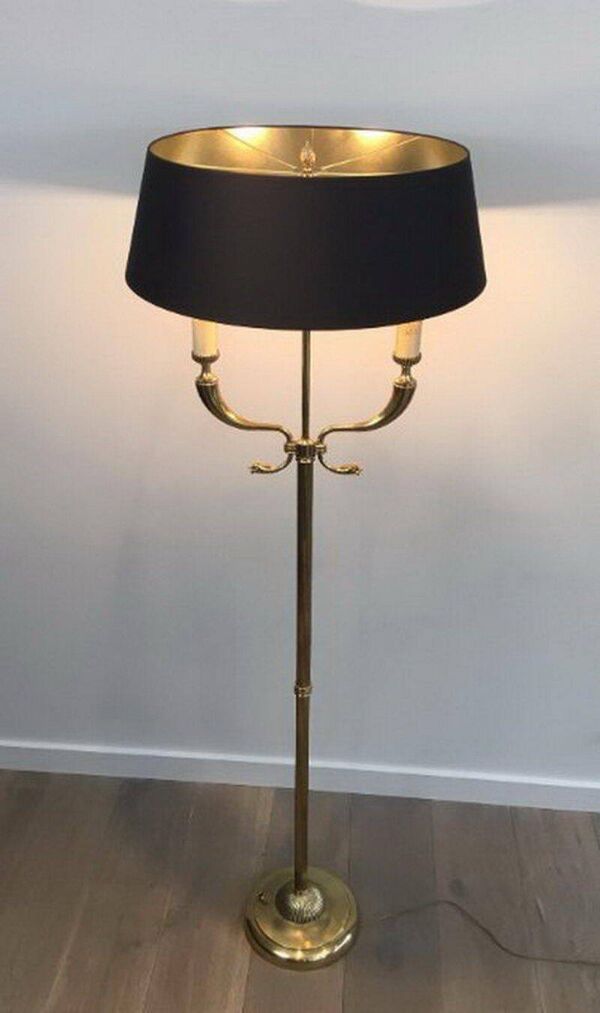 Lampadaire de parquet en laiton Maison Jansen