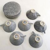 Set of 6 speckled cups & saucers