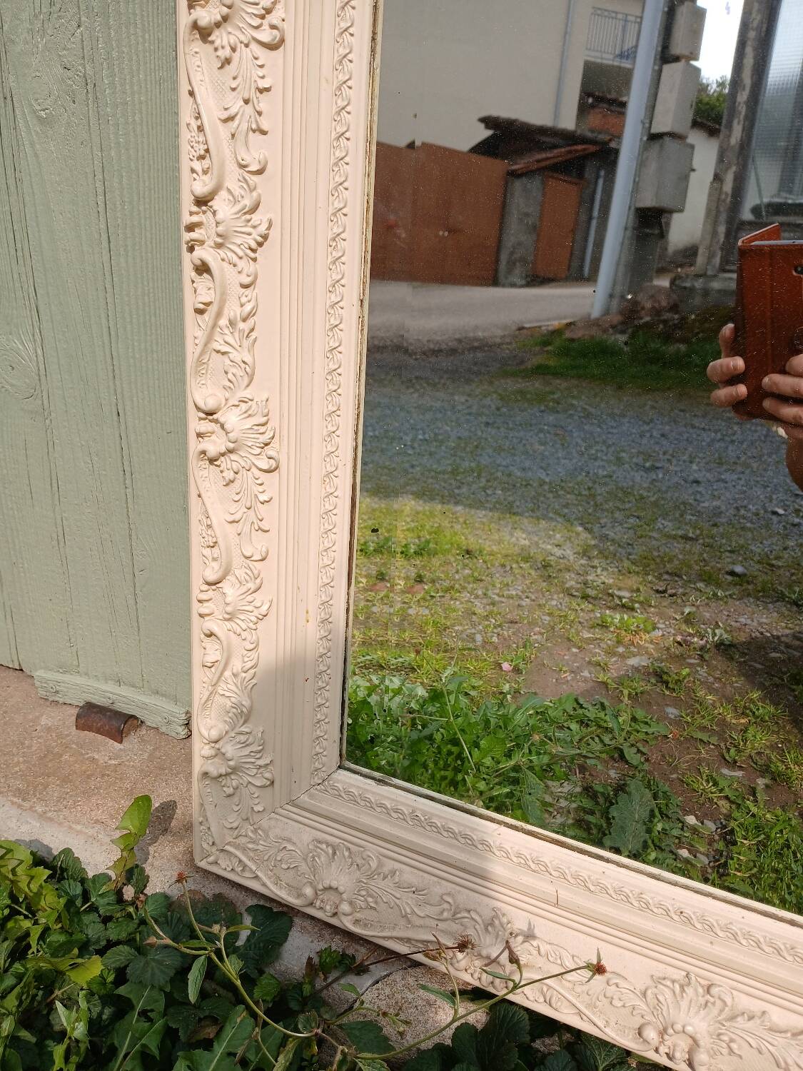 Antique carved wooden mirror