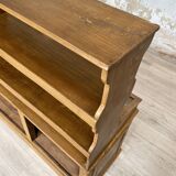 Wooden hardware cabinet painted with wood effect, circa 1940.