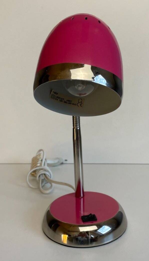 Flexible Pink and Metal Desk Lamp - 70's Style - Seventies and Vintage