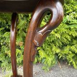 Empire style pedestal table with gooseneck, marble top.
