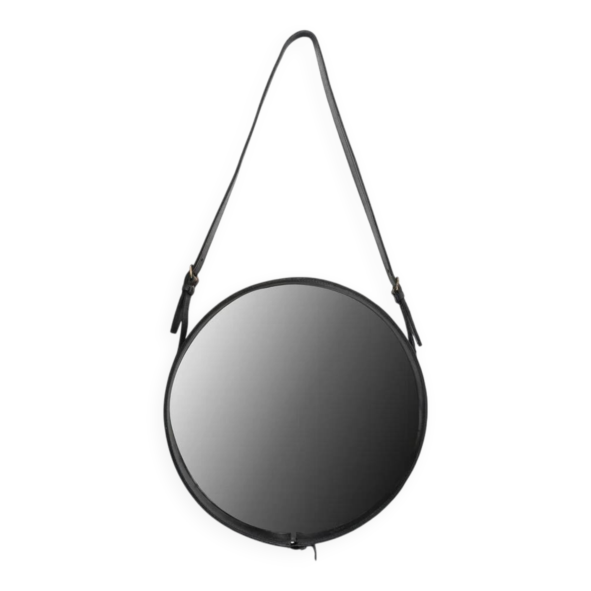 Leather strap mirror attributed to Jacques Adnet, France, 1960s.