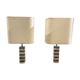 Pair of white and green marble lamps, 1970's