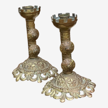Pair of candle holders XIXth