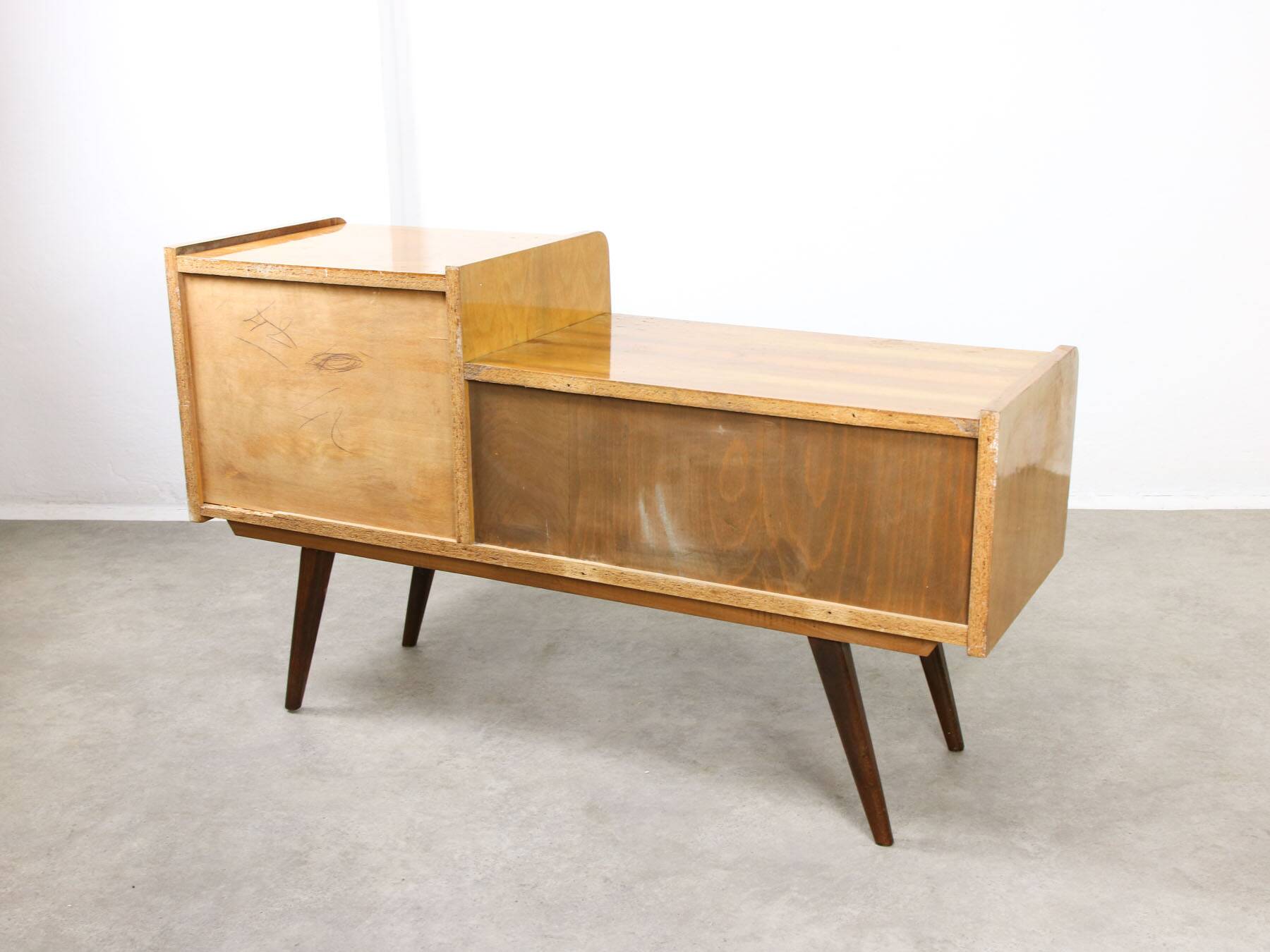 Mid-century Italian Wood and Brass Sideboard, 50s