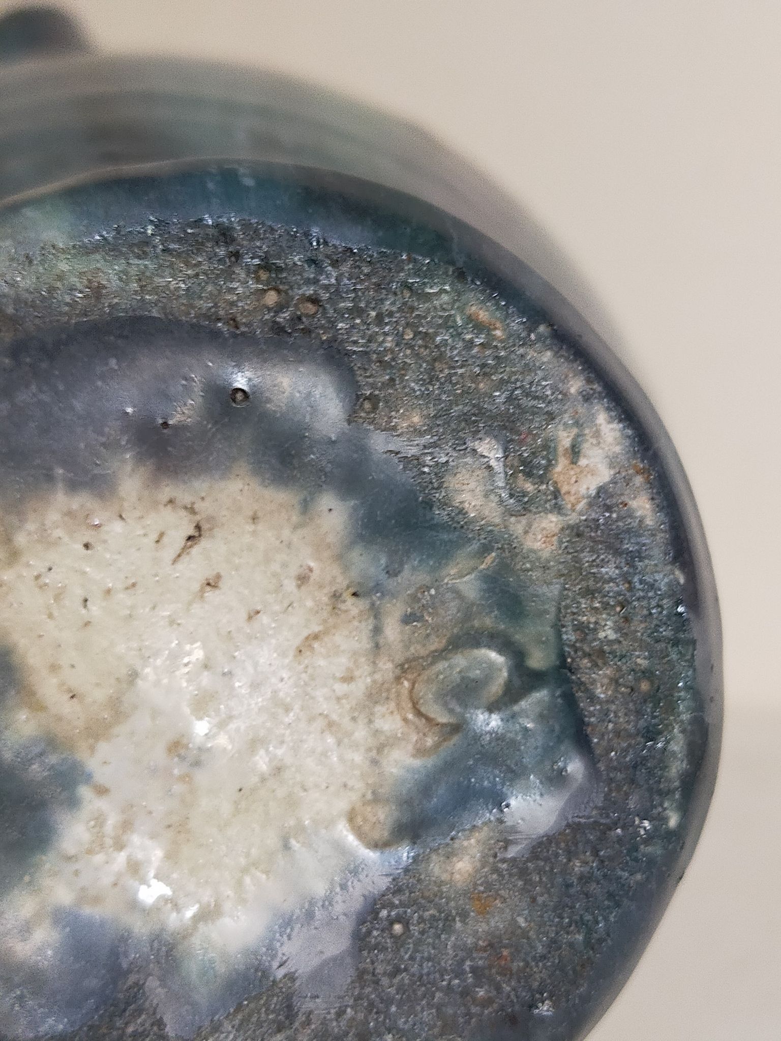 Ancient pottery with blue enamel 19th century