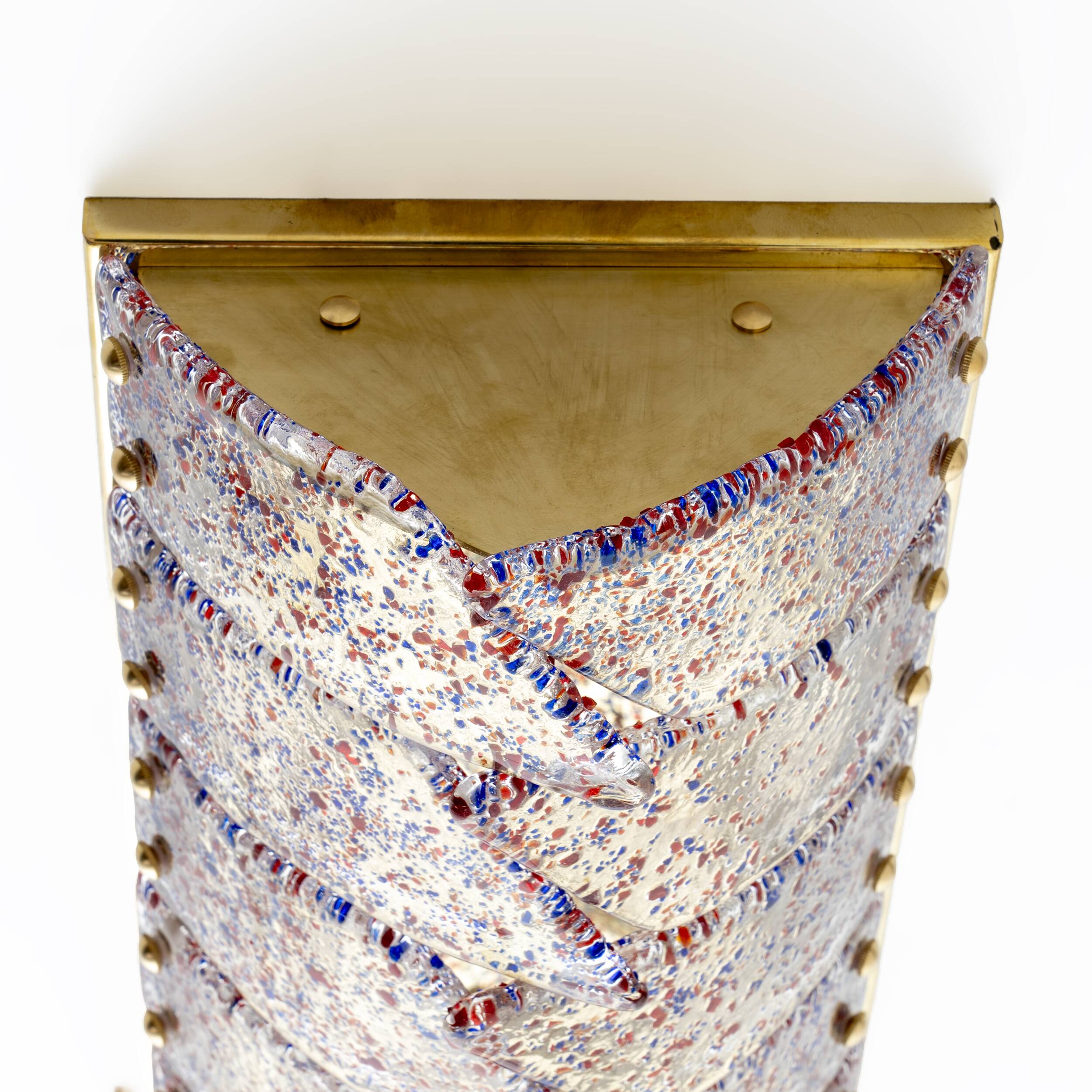 Pair of Mid-century Modern Style Italian Murano Glass and Brass Sconces