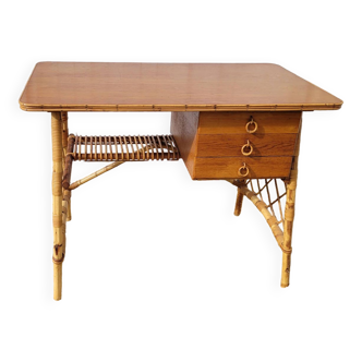 Rattan desk by Louis Sognot