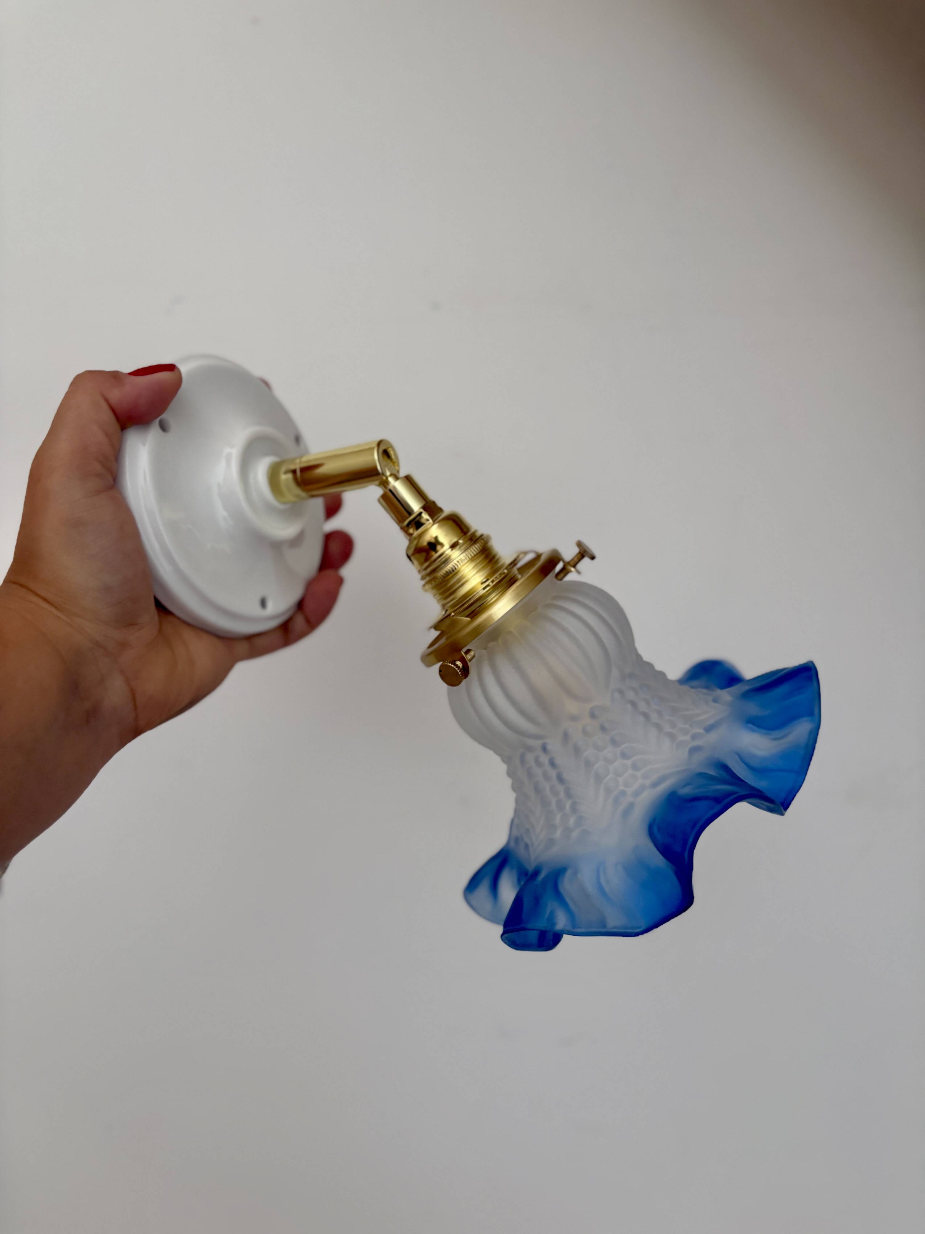 Vintage frosted glass tulip wall light