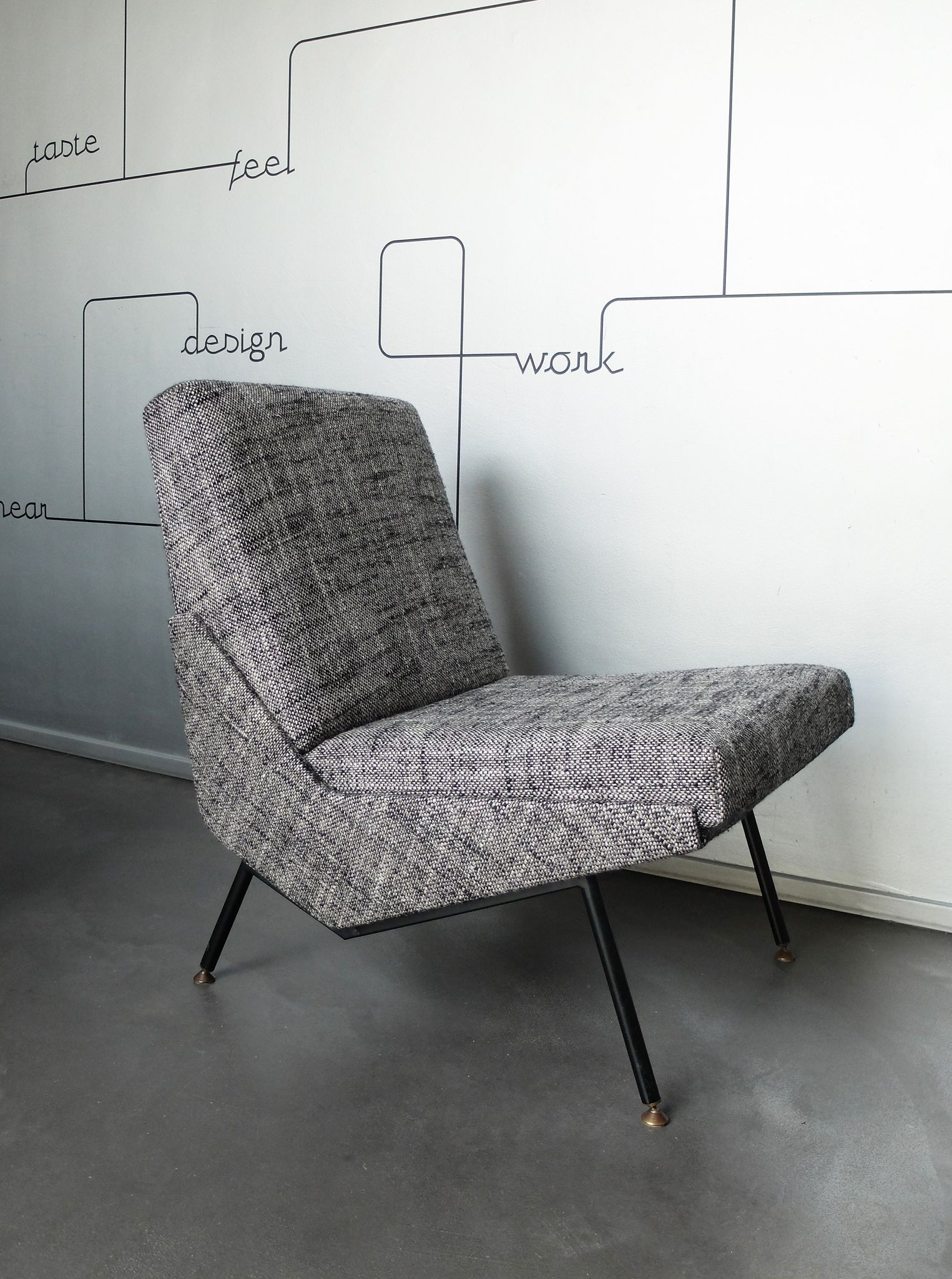 Armchair and ottoman designed by Paul Geoffroy, Airborne, France, 1960