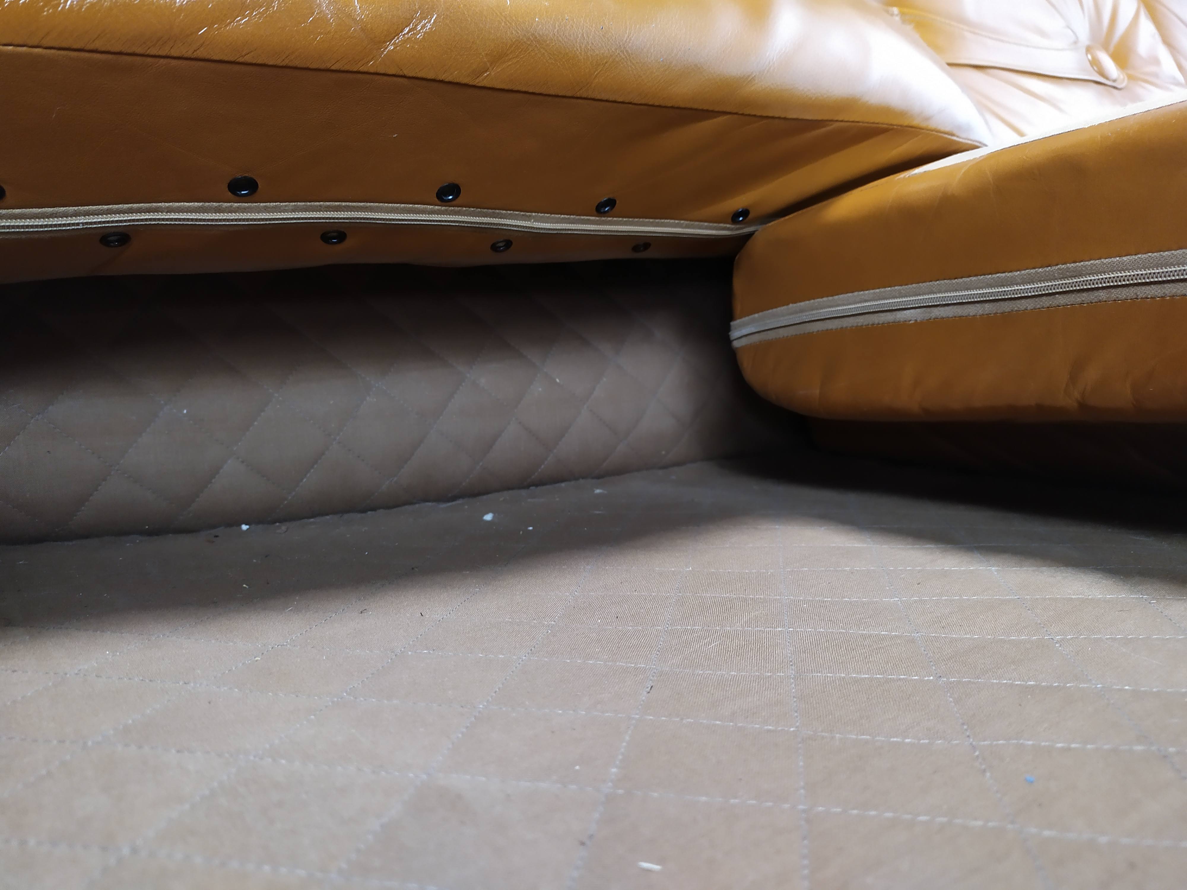 Scandinavian fawn leather sofa