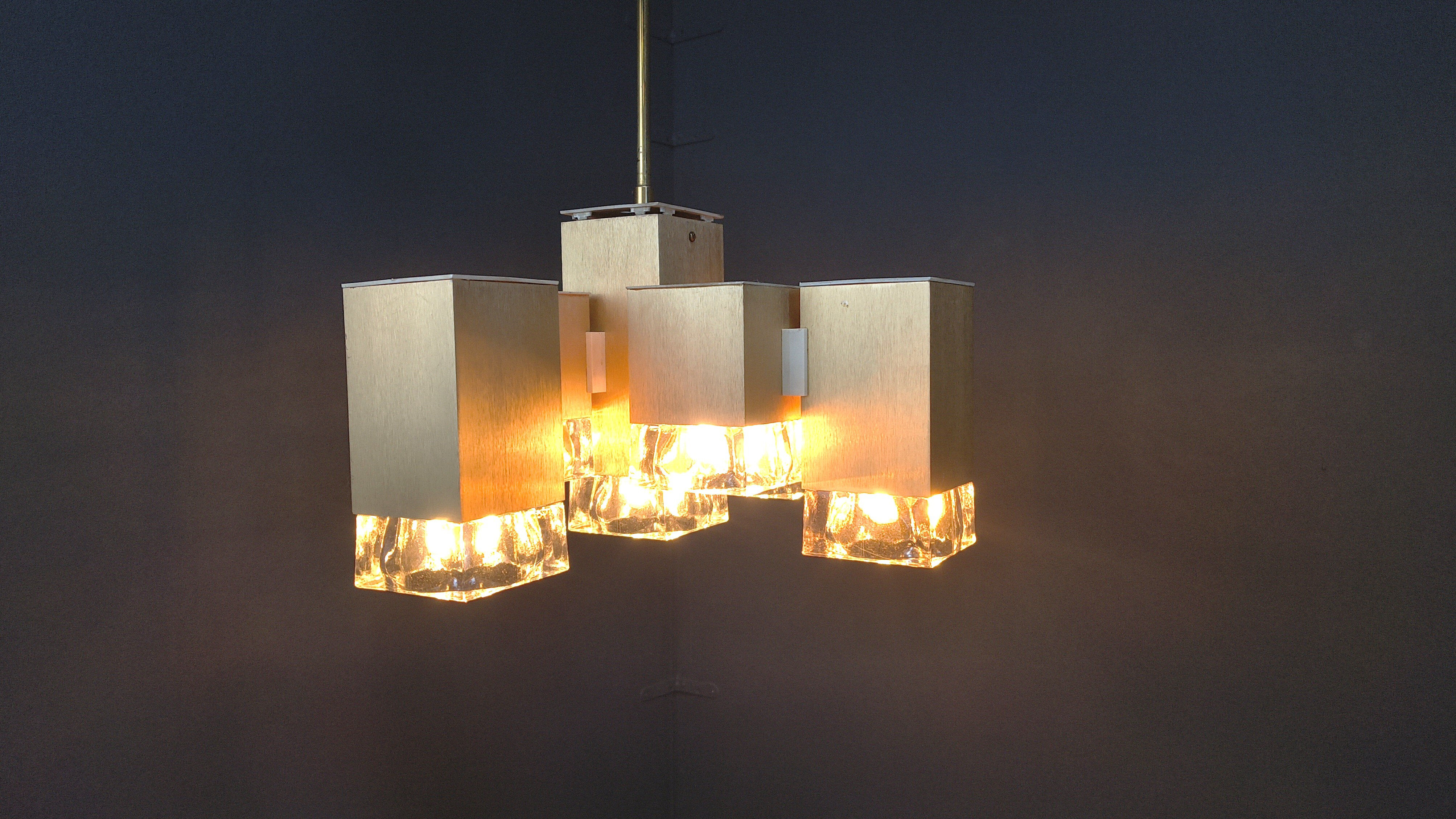 Vintage cubic chandelier by Gaetano Sciolari, 1970s