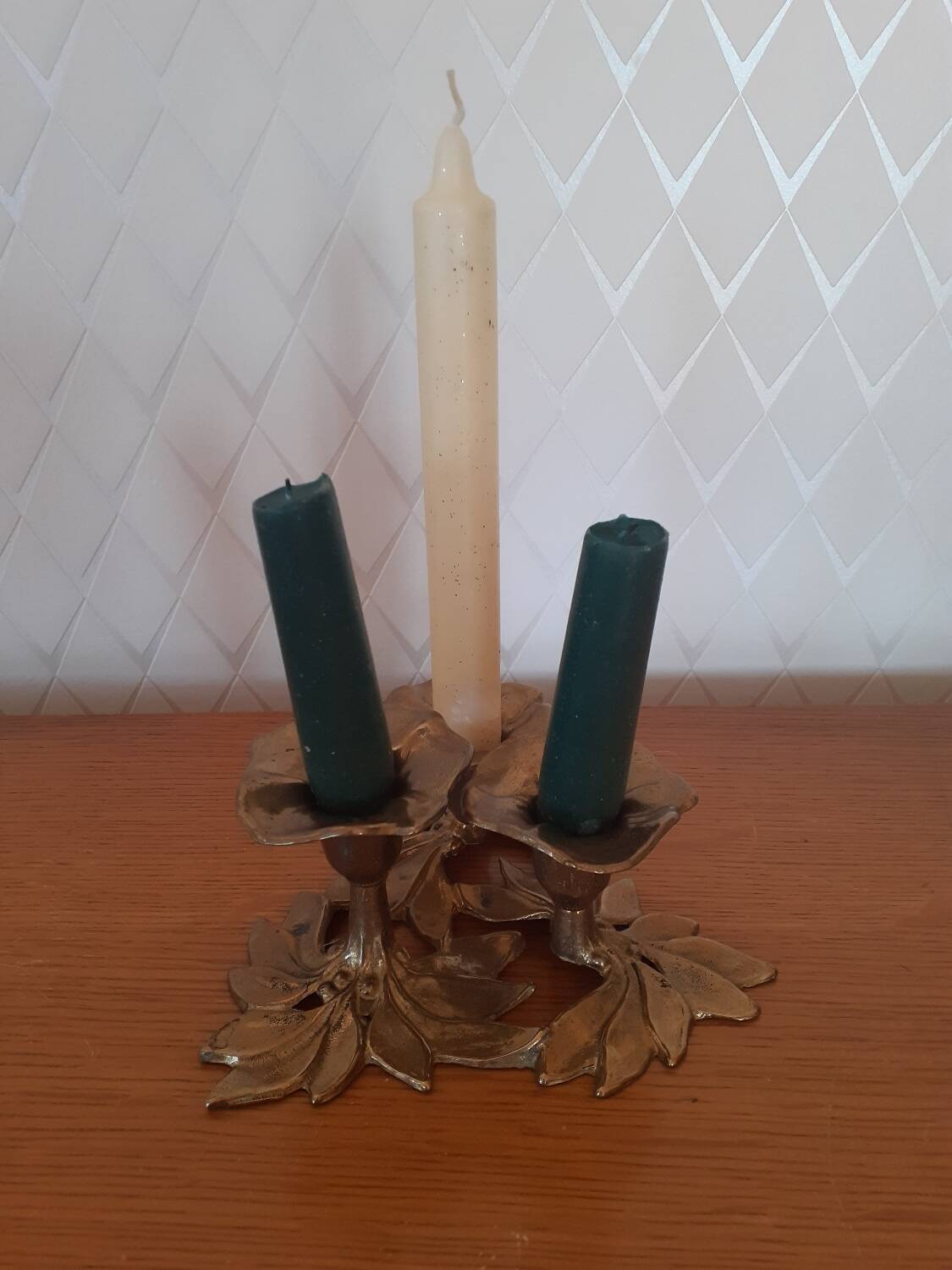 Brass flower candle holder