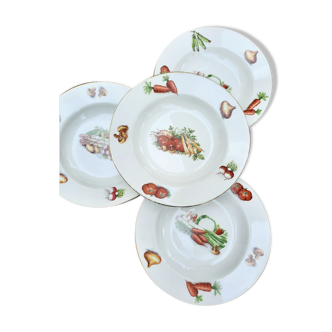 4 hollow plates earthenware decor vegetables Saint Amand