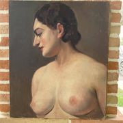 Portrait painting. Oil on canvas. Woman. Circa 30s.