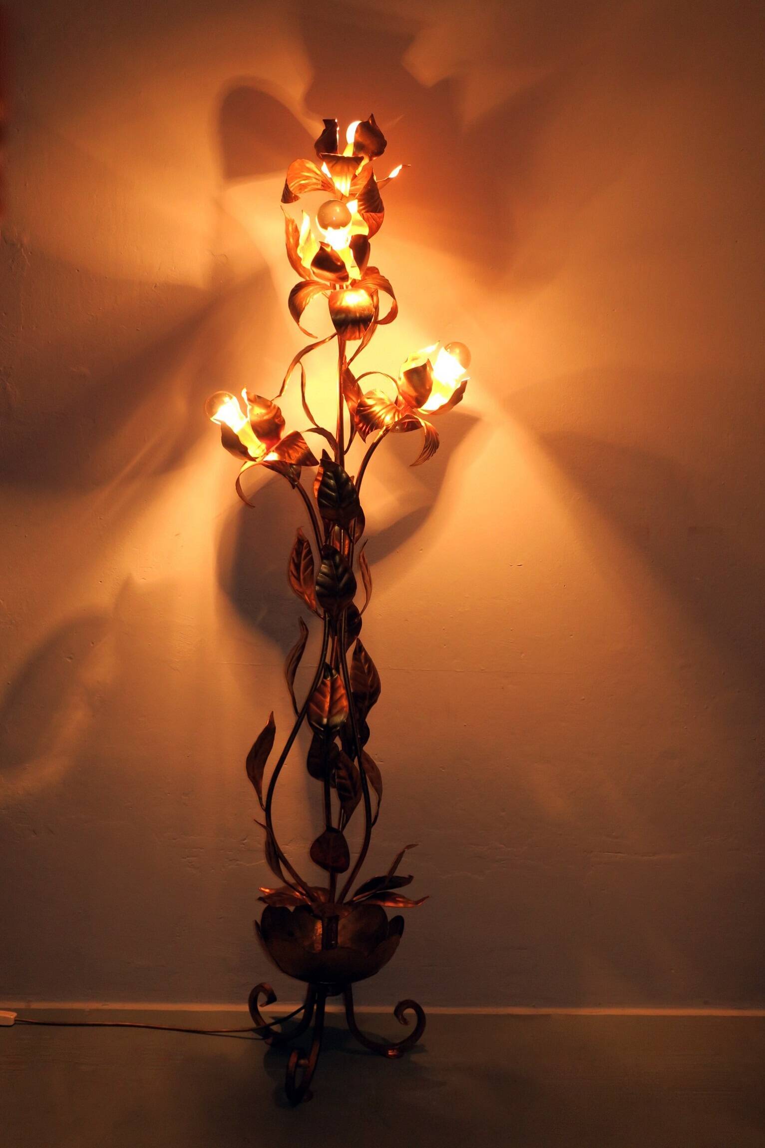 Gold-plated tree floor lamp by Hans Kögl, 1970s