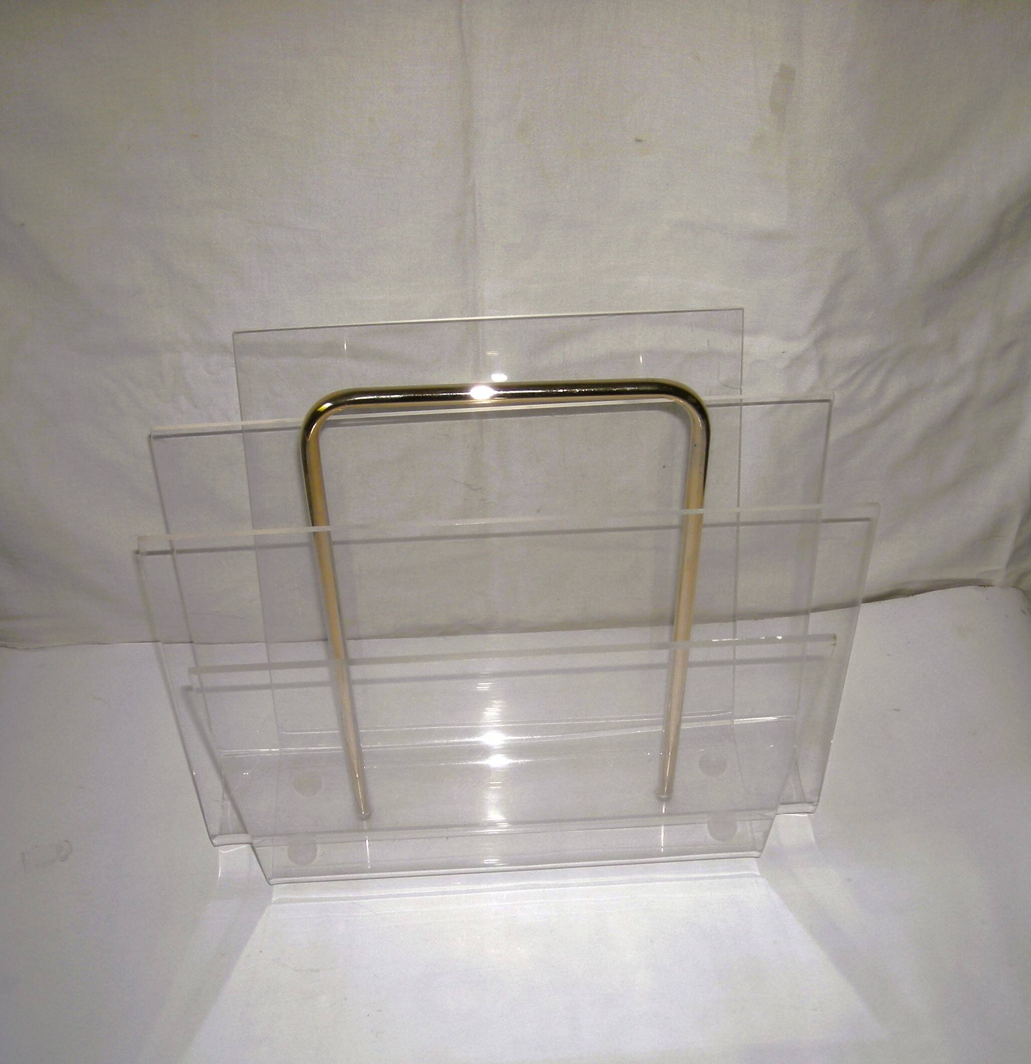 1970s plexiglass magazine rack