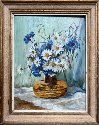 HSP table "bouquet of flowers of the fields" signed G. Brindon