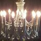 Magnificent rare large chandelier design chromed metal, stainless steel, tassels crystal pop age