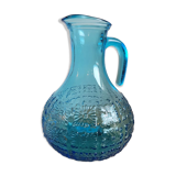 Blue molded glass decanter